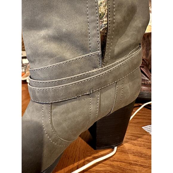 Qupid Convertible Tapestry Ankle Boots Women SZ 7 Block Heel Tapestry Boho Chic - Picture 13 of 13